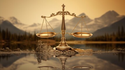Antique ornate balance scales justice Generative AI