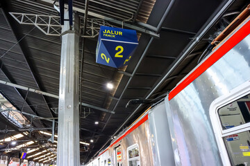 Track information or platform  number in the train station