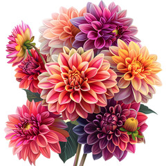 Clipart illustration a dahlia on white background. Suitable for crafting and digital design projects.[A-0004]