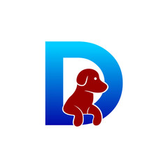 D Letter And Dog logo design vector illustration