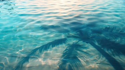 Shadow of a palm tree on a water background. Natural background