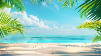 Beautiful tropical seascape. Summer background illustration
