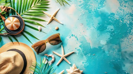 Summer vacation concept, travel background with copy space
