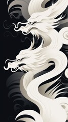 Chinese art wallpaper pattern dragon white.