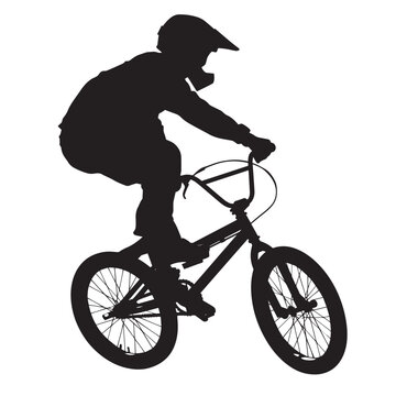 Vector silhouette of an extreme BMX sports person. Flat cutout icon