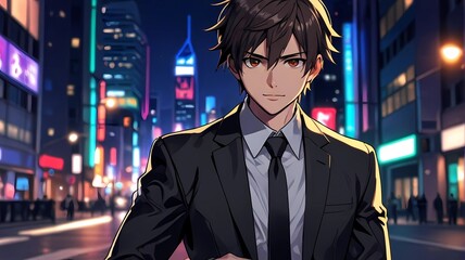 young and charismatic male character in anim