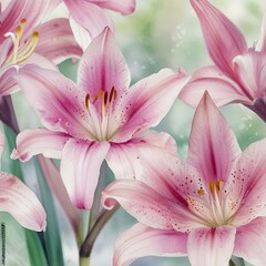 Naklejka premium pink lily in the garden