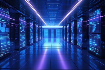 Fototapeta premium Computer server illuminated futuristic.