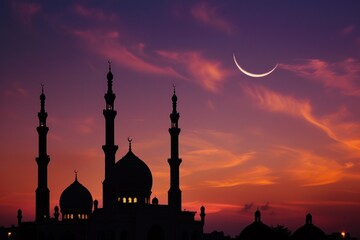 Silhouette of mosque moon architecture crescent.