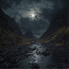 Obraz premium mountain river at night