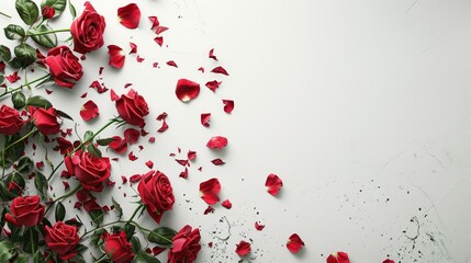 Celebrate St Valentine s Day Mother s Day and Women s Day with a stunning web banner featuring vibrant red roses against a crisp white backdrop This festive display offers a perfect setting