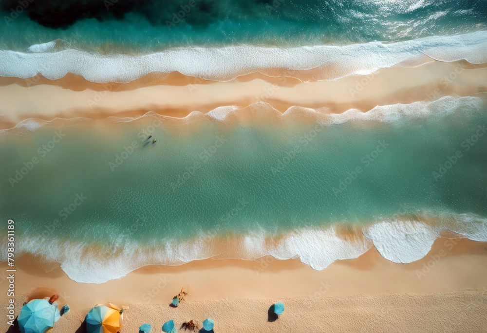 Wall mural beach sky beautiful water turquoise view blue top aerial background summer travel nature tree landsc - Wall murals