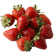  A cluster of ripe strawberries, their seeds and texture prominent, transparent background, PNG Cutout
