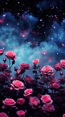 Black roses field night backgrounds outdoors.