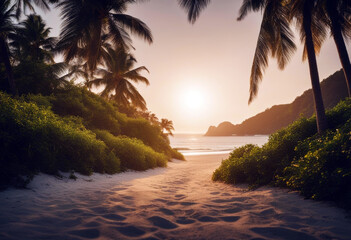 tropical road beach palm way holiday sunny light sand travel natural perspective cloud sun abstract breakwater coastline landscape nature bridge drive coconut blue nobody asphalt ocean horizon