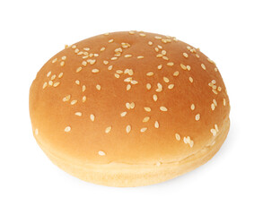 One fresh burger bun isolated on white