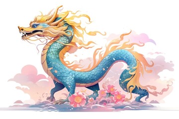 Chinese dragon creativity cartoon drawing.
