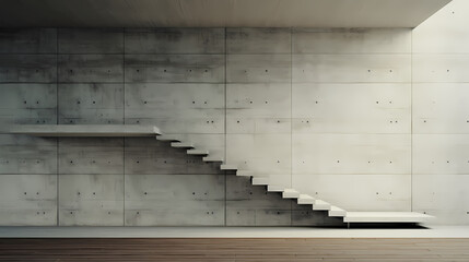 Minimalist gray concrete background with empty stair landing