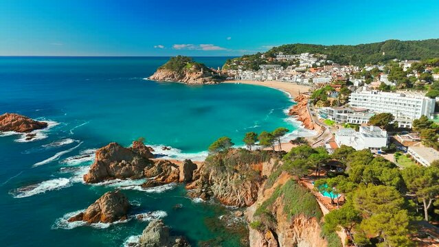 Tossa de Mar town on Costa Brava Mediterranean coast in Catalonia, Spain.