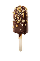 Delicious Vanilla Ice Cream Bar Covered in Chocolate Isolated on a Transparent Background 