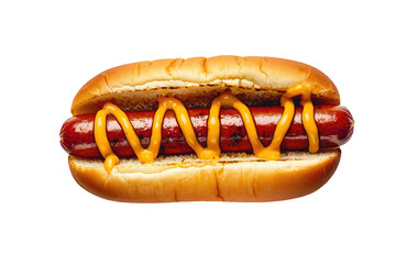 Delicious Hot Dog with Mustard Isolated on a Transparent Background