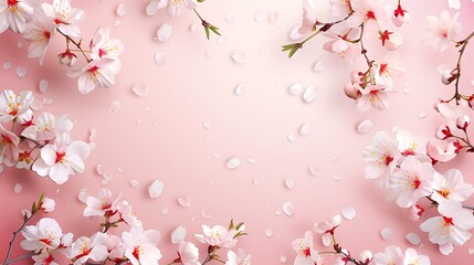 Fototapeta premium Sakura Flower on Light Pink Background: Suitable for Plants and Flowers Theme and Be Used as a Background (Print, Graphic Design and Web Design).