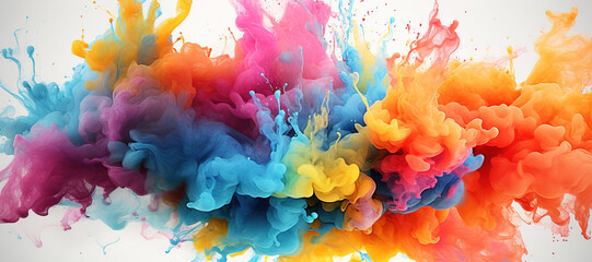 colorful watercolor ink splashes, paint 312 - obrazy, fototapety, plakaty