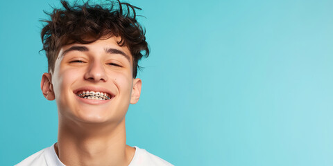 portrait of a smiling boy with braces