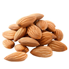  A handful of raw almonds, their textures distinct and natural, transparent background, PNG Cutout