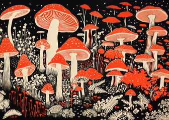 Mushrooms nature fungus agaric. - obrazy, fototapety, plakaty