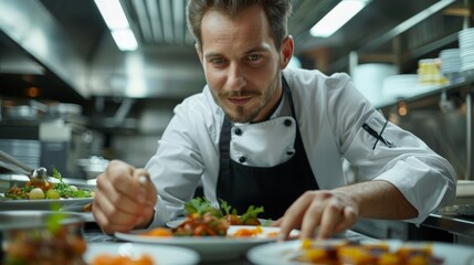 Gourmet chef plating a dish rich in phytosterols and omega-3s, upscale restaurant