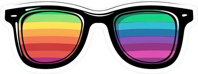 Rainbow sunglasses sticker over isolated white transparent background. LGBT concept