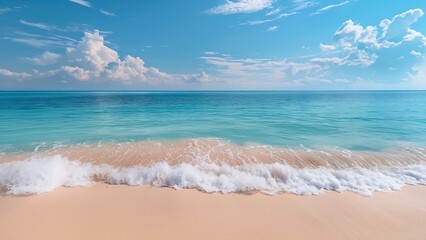 Fototapeta premium Waves and blue sea on a clear day background.
