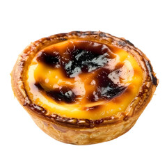  A Portuguese custard tart, or Pastel de nata, with a caramelized top, transparent background, PNG Cutout