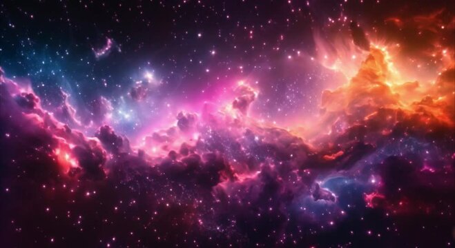 outer space with nebula and stars footage