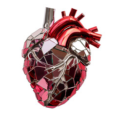 A human heart made of mirrors, PNG white background