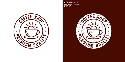 Vector design template of coffee logo combination with sunrise, morning, breakfast, relax, icon symbol EPS 10	
