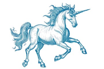 Obraz na płótnie Canvas Antique of unicorn drawing sketch animal.