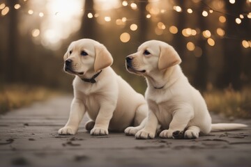 'retriever labrador adorable puppy seated dog laboratory lap doggy beige brown cute canino pedigree pedigreed purebred breed small little baby animal young isolated white on background studio head' - obrazy, fototapety, plakaty