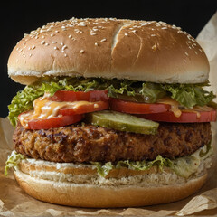 hamburger with french fries