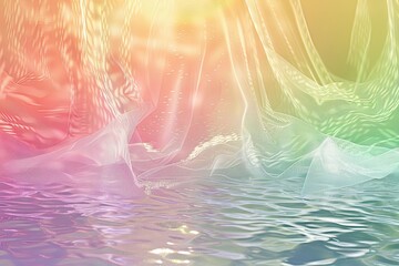 Vibrant Glow: Pastel Gradient Wallpaper with Colorful Mesh Design and Decorative Water Effects