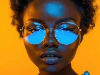 Portrait of a black woman wearing glasses.