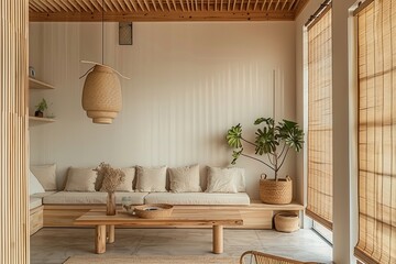 Eco-Conscious Wooden Accents: Serene Sustainable Design for an Inviting Home Interior