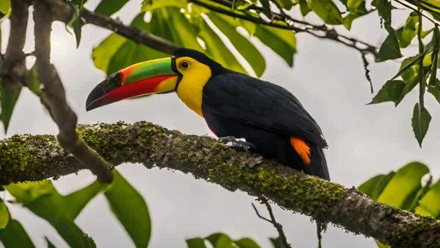 Closeup shot of exotic toco toucan bird in natural setting