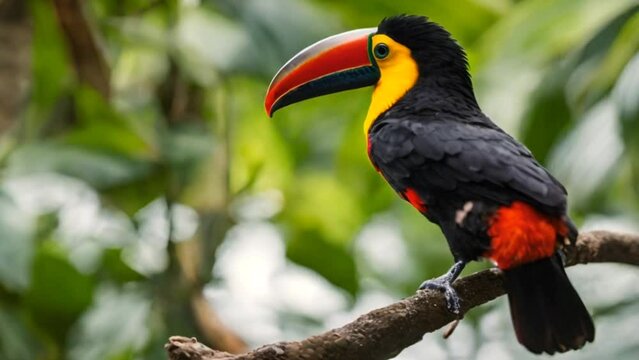 Closeup shot of exotic toco toucan bird in natural setting