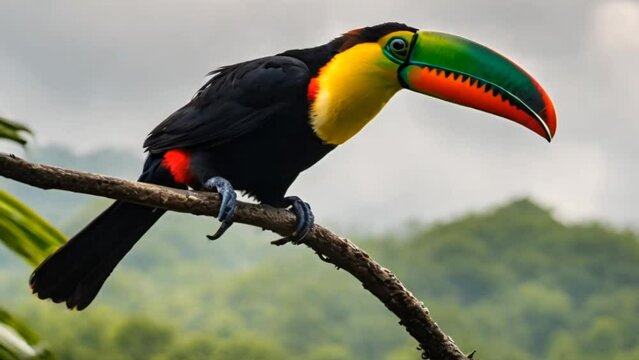 Closeup shot of exotic toco toucan bird in natural setting