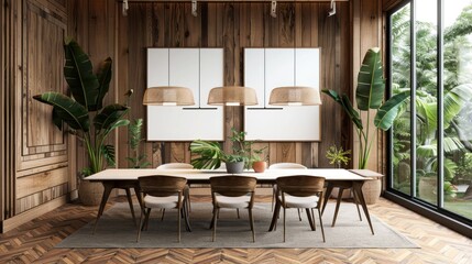 Obraz premium Modern glass meeting room interior with furniture. Boardroom concept