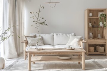Scandinavian Serenity: Eco-Friendly Wooden Furniture in a Tranquil Living Space