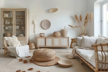Serene Eco-Chic: Tranquil Room Design in Pastel & Sustainable Style