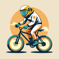 Naklejka premium astronaut riding bmx vector illustration